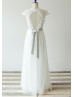 Cap Sleeves Ivory Eyelash Lace Tulle Maternity Wedding Dress